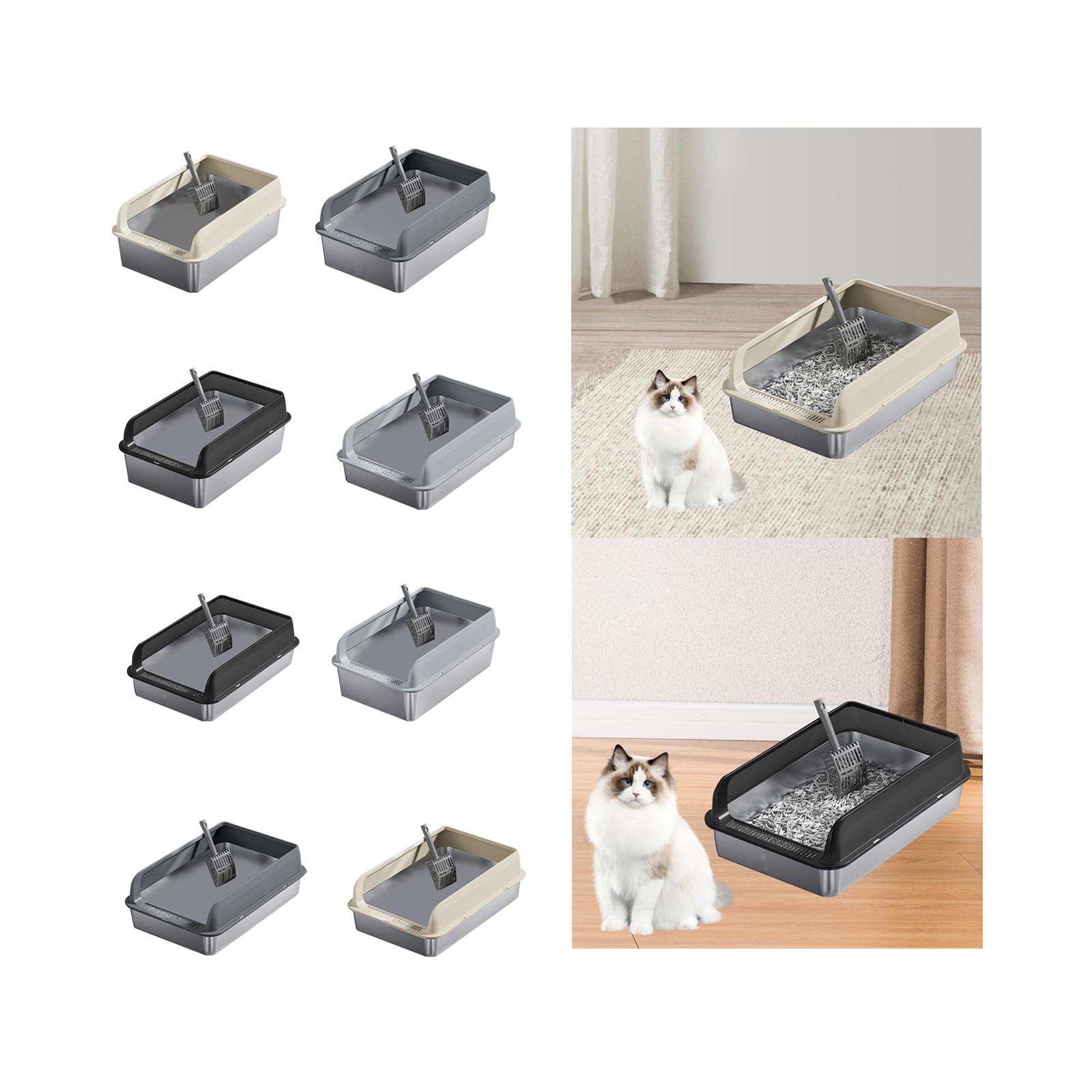 Stainless Steel Cat Litter Box Open Top Cat Sand Basin Cat Sandbox Pet Supplies