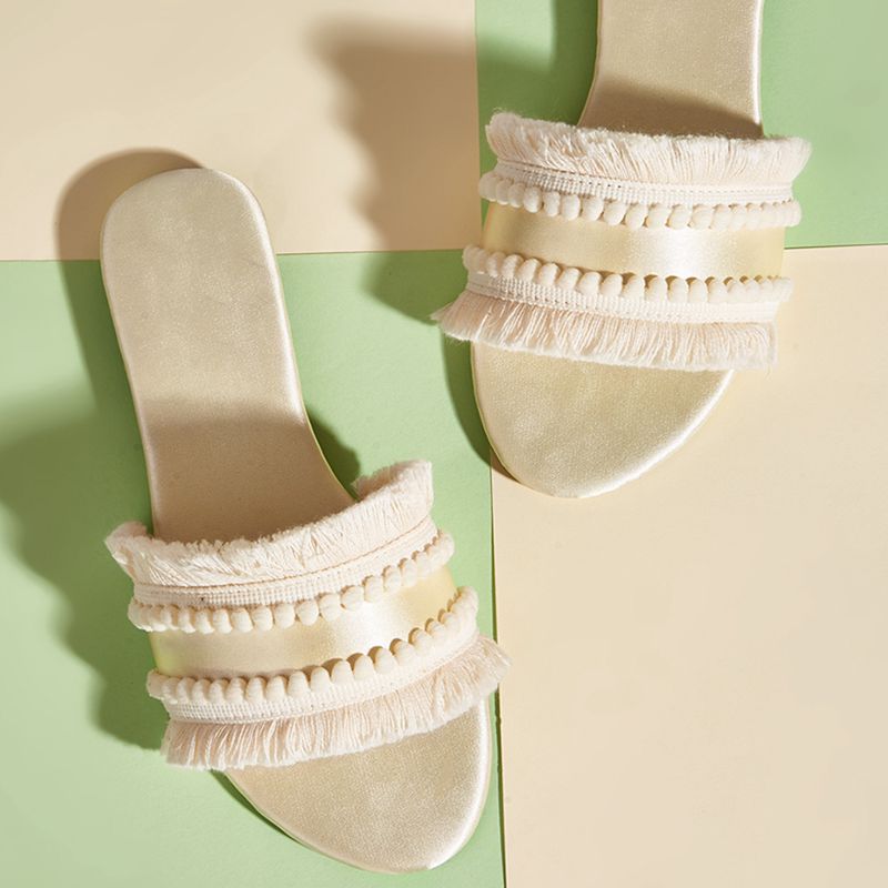 Summer Tassel Slipper for Women Fashion Flat Casual Sandals Luxury Designer Mules Flat Bohemia Beach Shoes Sandalias De Mujer