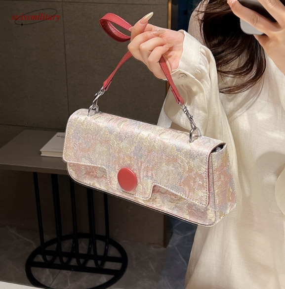Swissmilitary High end, personalized, niche underarm bag for women, 2024 autumn and winter new fabric shoulder bag, handbag buckle #32