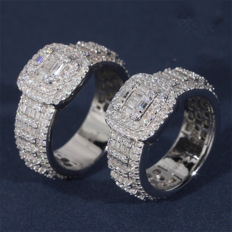 Full Moissanite Ring S925 Solid Sterling Silver For Men Women Wedding Anniversary Engagement Moissanite Engagement Ring