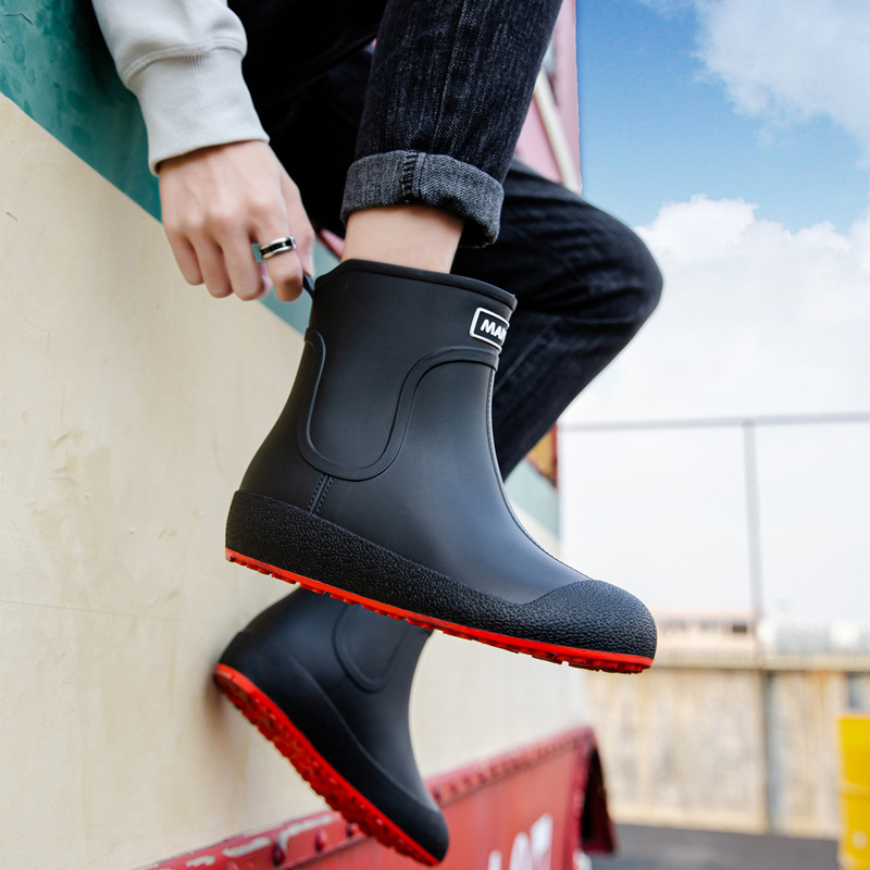 2023Men's Rain Boots Trend Slip on Waterproof Working Shoes for Men Platform Rain Shoes Fishing Galoshes New Unisex Ankle Boots