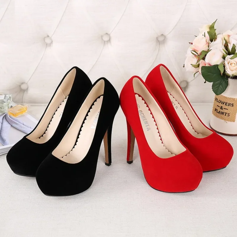 Fashion Women ck New Sandals 14cm Platform Wedding Pumps Casual Thin Heels Womens Shoes c1e5 s
