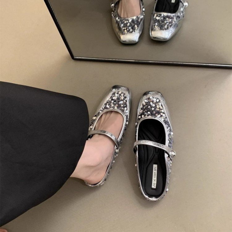 Mules Women Crystal Slippers Summer Fashion Sgback Dress Walking Flip ps Outdoor Designer Flats Mary Jane Square Toe Shoes d9b4