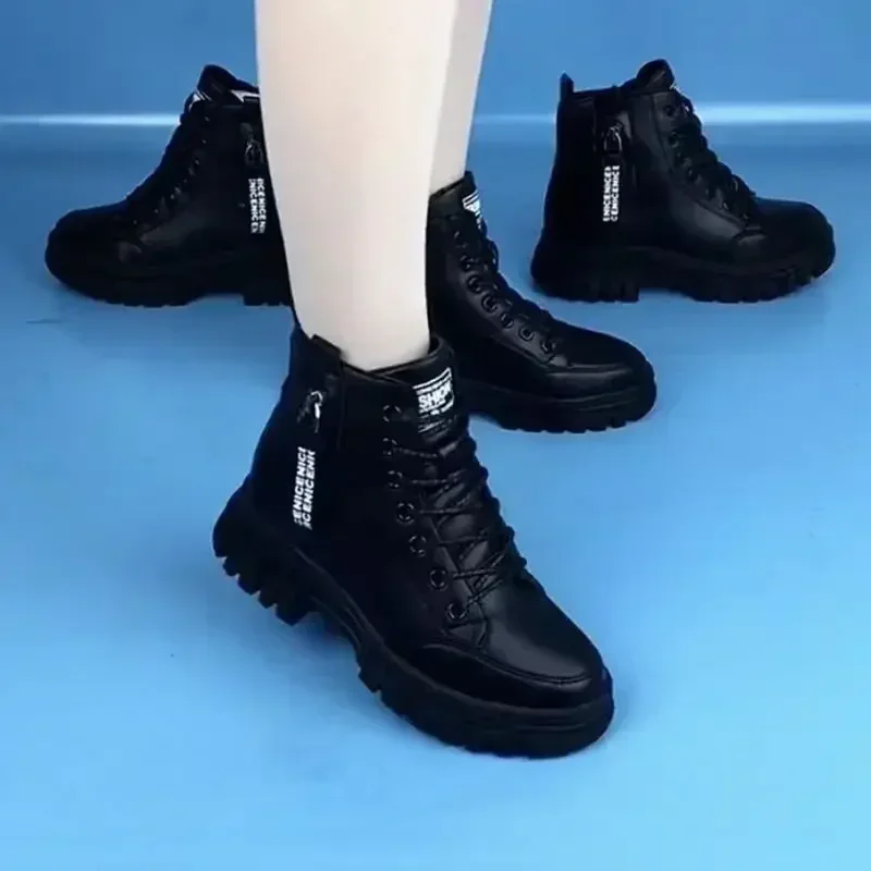 Fashion Casual Shoes Women New 2024 Winter Warm Plus Veet All-Match Black Ankle Boots Thick-Soled Cotton Sneakers atillas