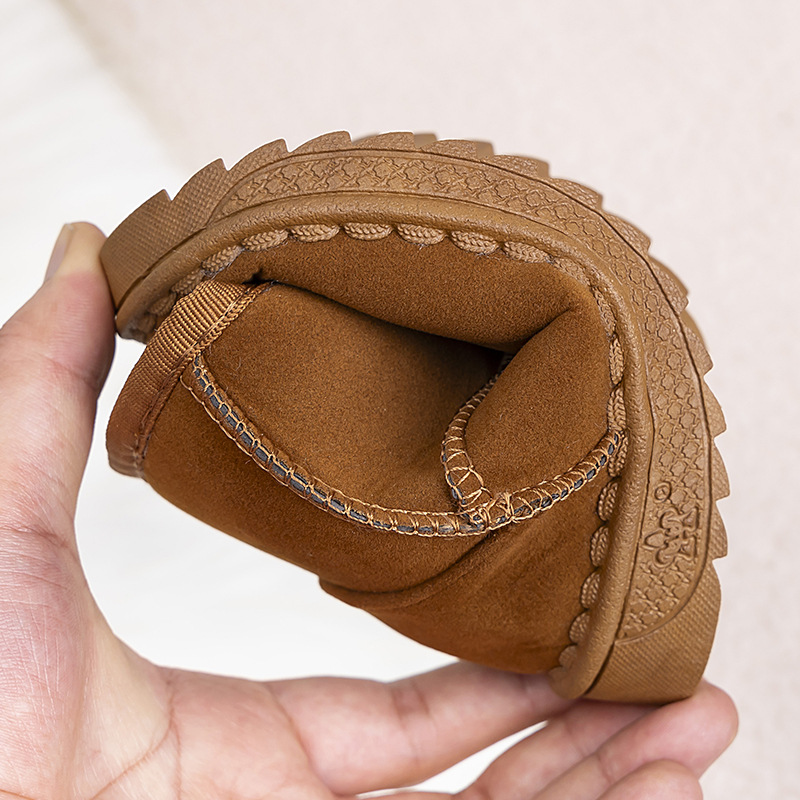 Kids 2024 winter new style baby shoes plus veet thickened childrens snow warm non-slip boys and girls cotton boots