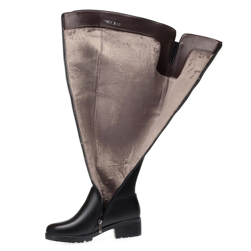 AIYUQI Women's Over Knee Boots Winter Fashion Middle Heel Fur Long Boots Women Genuine Leather Rider Boots Ladies