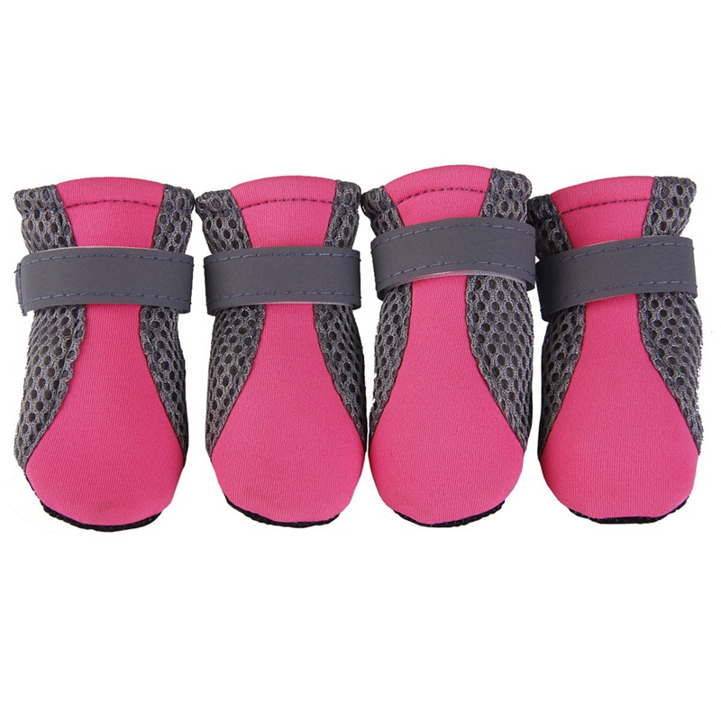 Dog Shoes Anti-slip Pet Boots Paw Protector Reflective Straps Dog Teddy Cute Breathable Net Shoes