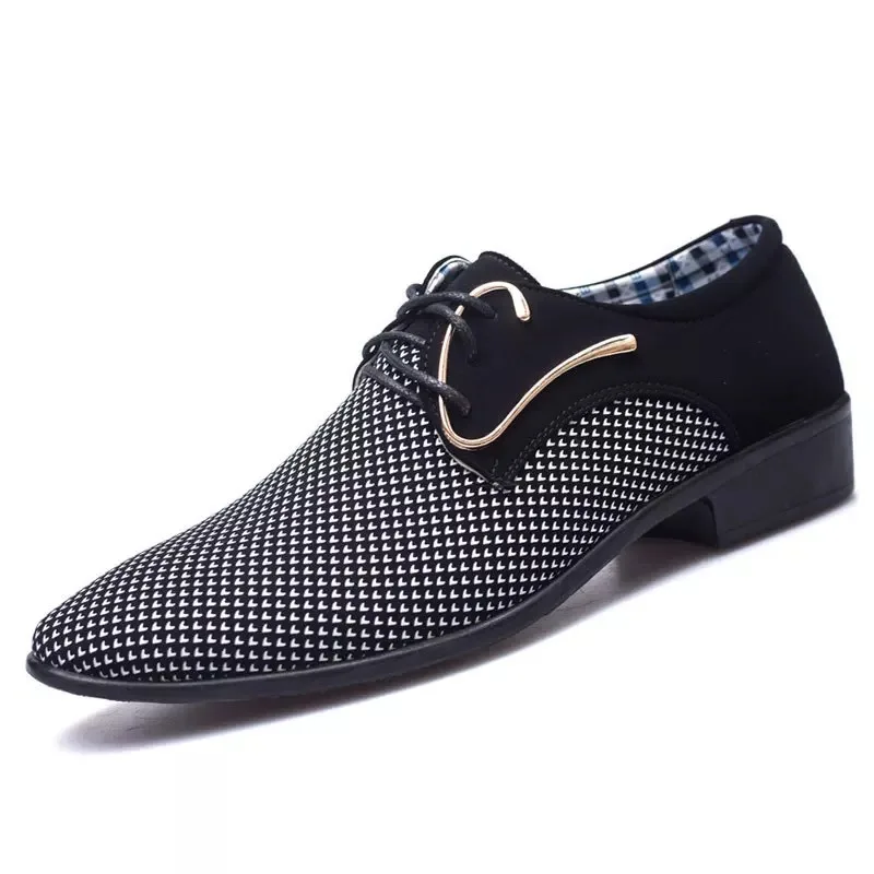 Mens Concise Men's Business Dress Pointy Plaid Black Formal Wedding Shoes New New Working Atos Para Quality Hombres 0337