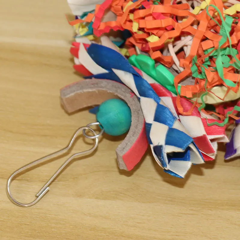 Parrot toy colored rattan ball paper tube bird cage decoration pendant bird toys