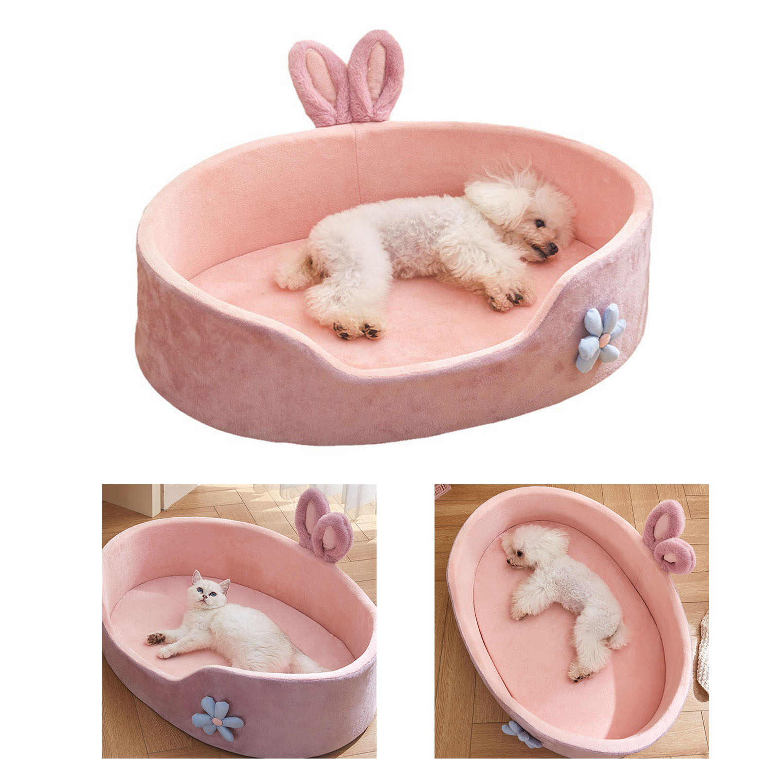 Detachable Sleeping Bed for Dogs and Cats, Soft and Comfortable, Washable, Pink, Warm, Four Seasons