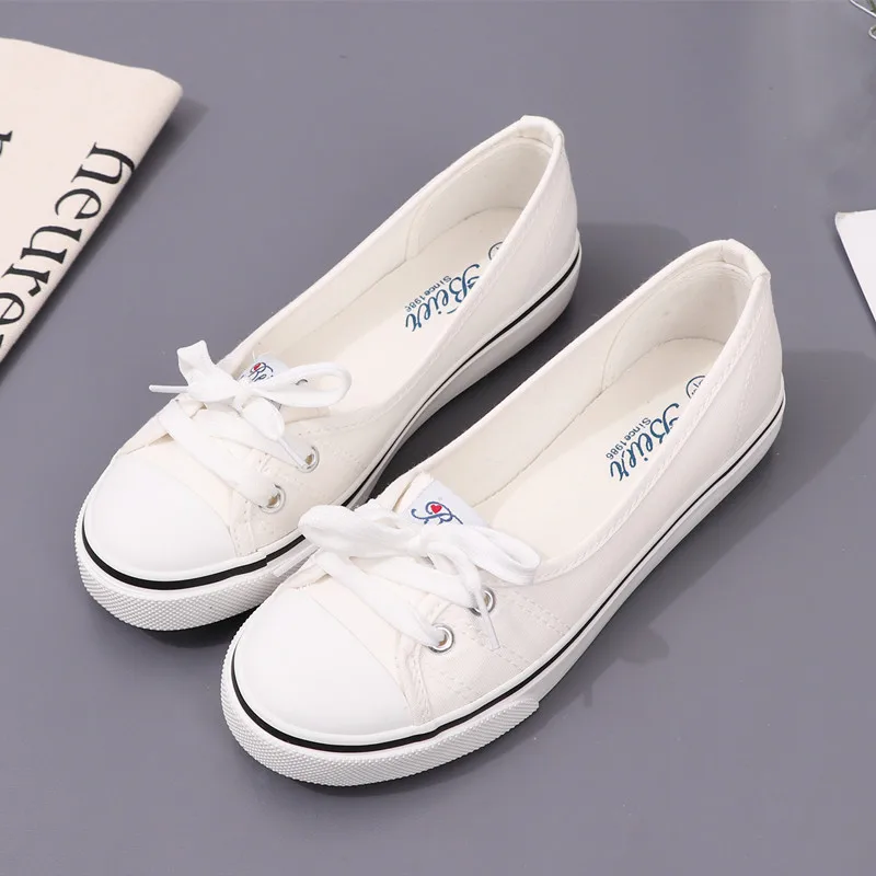 Canvas 2024 Summer Sneakers: Breathable hot White Flats for Women