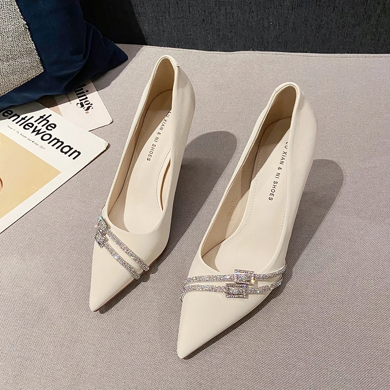 High Sexy Heels Women Crystal Pointed Toe Dress Shoes Summer Sandals 2024 Spring Designer Party Femme atos Pumps 5487