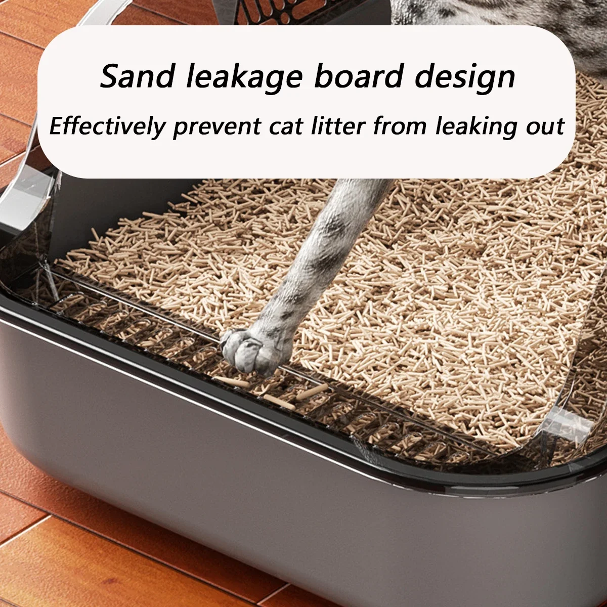Litter Box Thickened Cat Toilet Semi-enclosed Plastic High Side Splash-proof Cat Toilet Bedpan Complimentary Cleaning Supplies