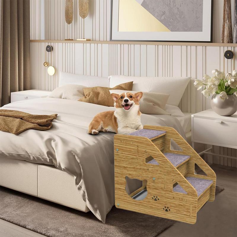 Pet Stairs For Couch 3-Steps Dog Steps For Medium/Small Dogs Old Cats Non-Slip Pets Steps Dog/Cat Ladder For Beds Cars