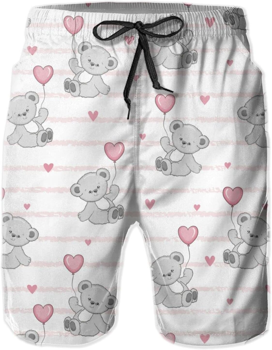 Mens Shorts 3D Printed Pattern Love Balloon Bear Swim Trunks Quick Dry Fashion Beach Board Swimwear