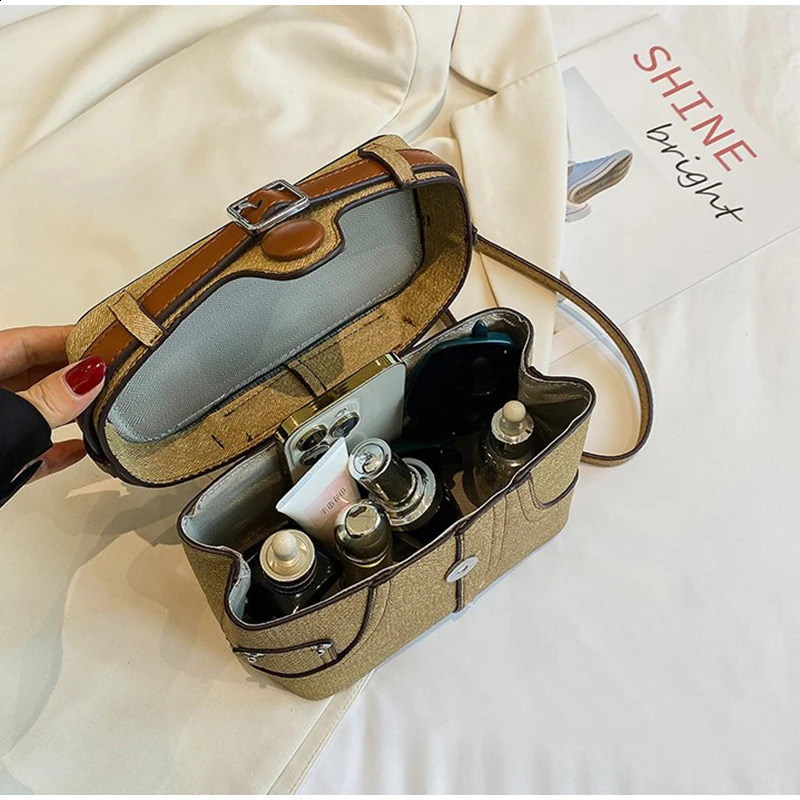 Blue Denim Women Bag Black High Quality Brown Belt Pants Shaped Tote Bag Denim Box Bag Color Contrast Crossbody Bag 240902