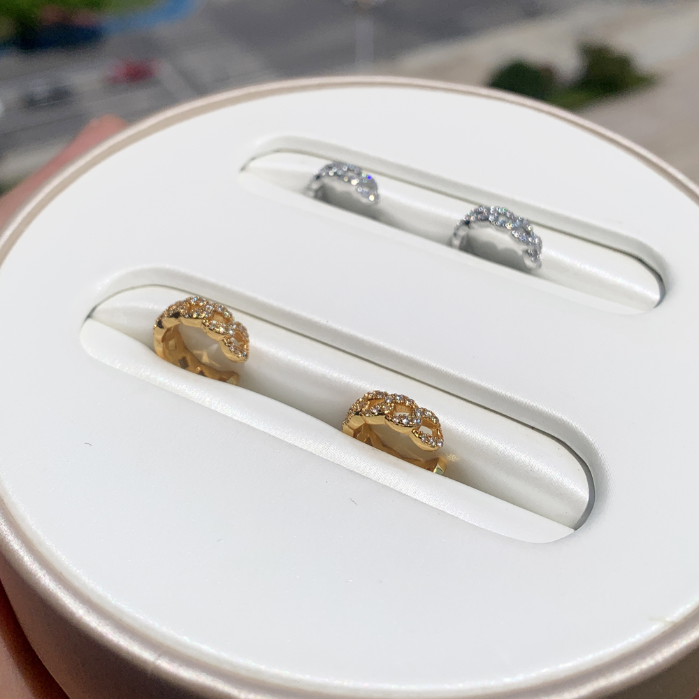 New Design 1 Piece Gold Silver Plated Mini Bling Cubic Zircon Birthstone No Piercing Hip Hop Ear Clip Earring Fashion Jewelry