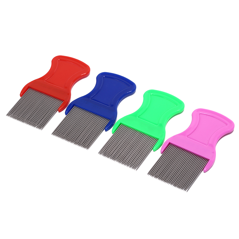 1PC Lice Comb Stainless Steel Combs For Head Lice Dectection Kids Pet Flea Cootie Comb Anti-slip Bands 9cm x 4cm