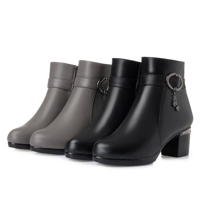 AIYUQI Women Winter Wool Boots 2024 New Genuine Leather Ladies Ankle Boots Big Size Warm Trend Female Booties