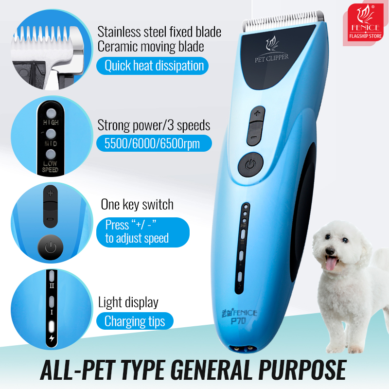 Fenice Dog Hair Clipper Electrical Hair Cutting Machine Grooming Pet Haircut Trimmer Shaver Set Pets Cordless Rechargeable