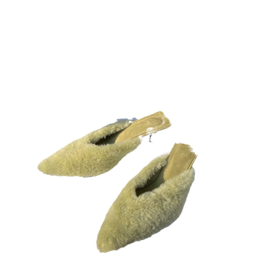 Slippers Winter Pointed Toe Shallow Slip On Women Slipper Fashion Warm Plush Ladies Elegant Mules Shoes Thin Low Heel Slide
