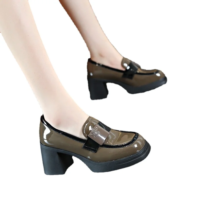 Slip-on Fashion Loafers New for Women 2024 Spring New Square Toes Ankle Strap Wedding Woman Chunky Platform Mary Jane Shoes 20c9 Platm