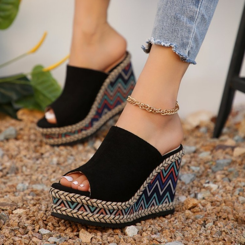 Wedge Heel Thick Sole Ladies High Heels Sandals Summer Casual Shoes Beach Flip ps Solid Slides Women Slippers dh5885370
