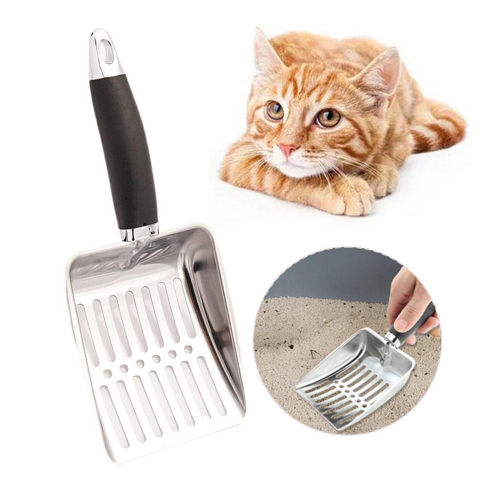 1 PCS Stainless Steel Metal Cat Litter Scoop Long Handle Litter Scooper Deep Shovel For Cat Kitten Litter Box Cleaning Tool R8J1
