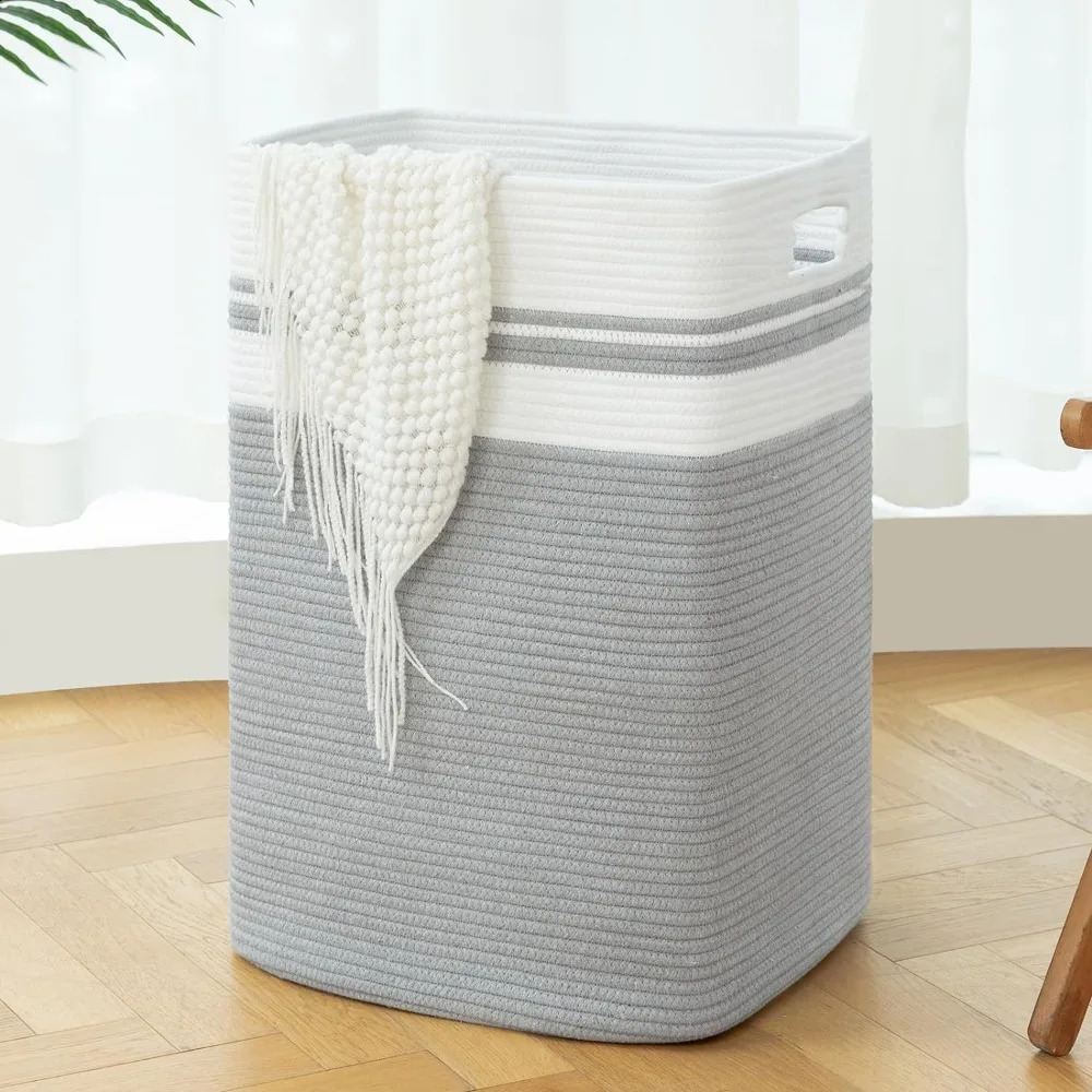 OIAHOMY 91L laundry basket XXXLarge laundry basket foldable cotton rope basket woven blanket storage basket 240903