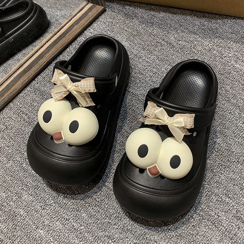 Shoes Female Summer Clogs Woman House Slippers Platform Cover Toe Slides Med 2024 Beach Flat Rubber Fabric Rome Basic PU 9006