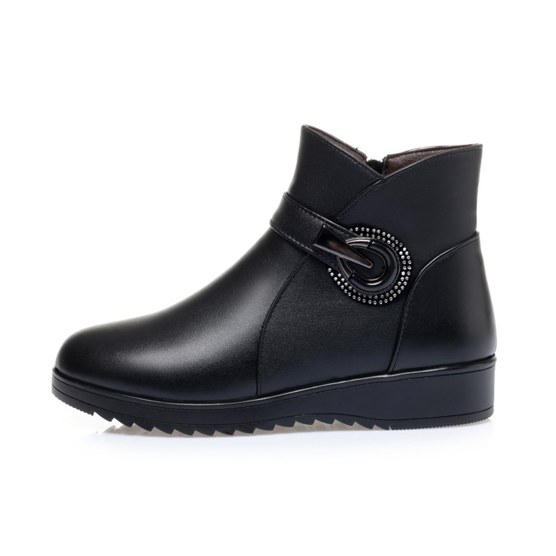 AIYUQI Mother Winter Boots Wedges Large Size Ladies Short Boots Shiny New Natural Wool Warm Non-slip Female Snow Boots