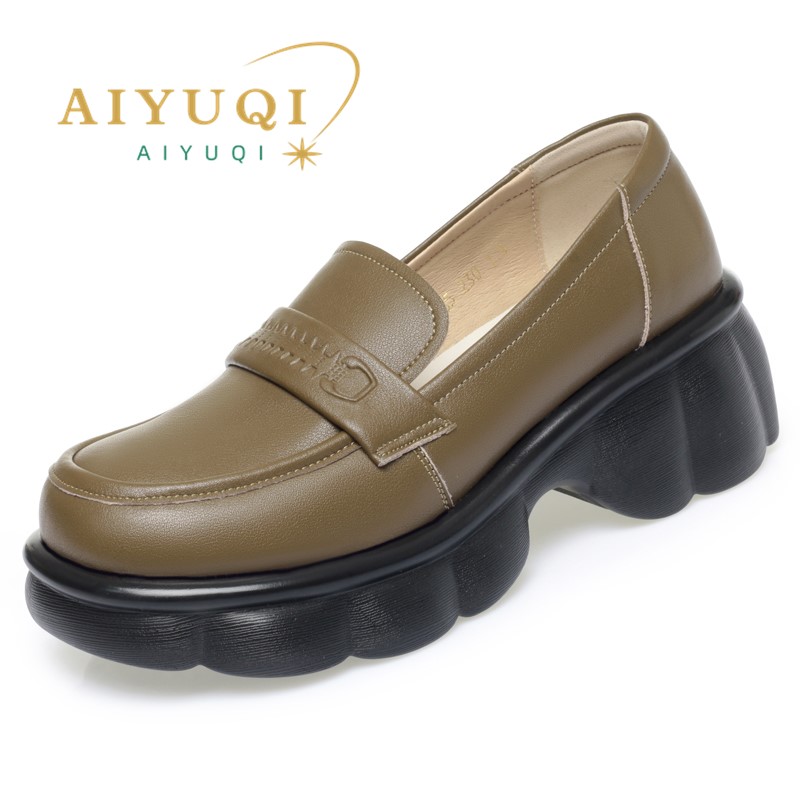 Genuine AIYUQI Leather Loafers 2024 Spring New British Style Fashion Platform Shoes Women fc5c