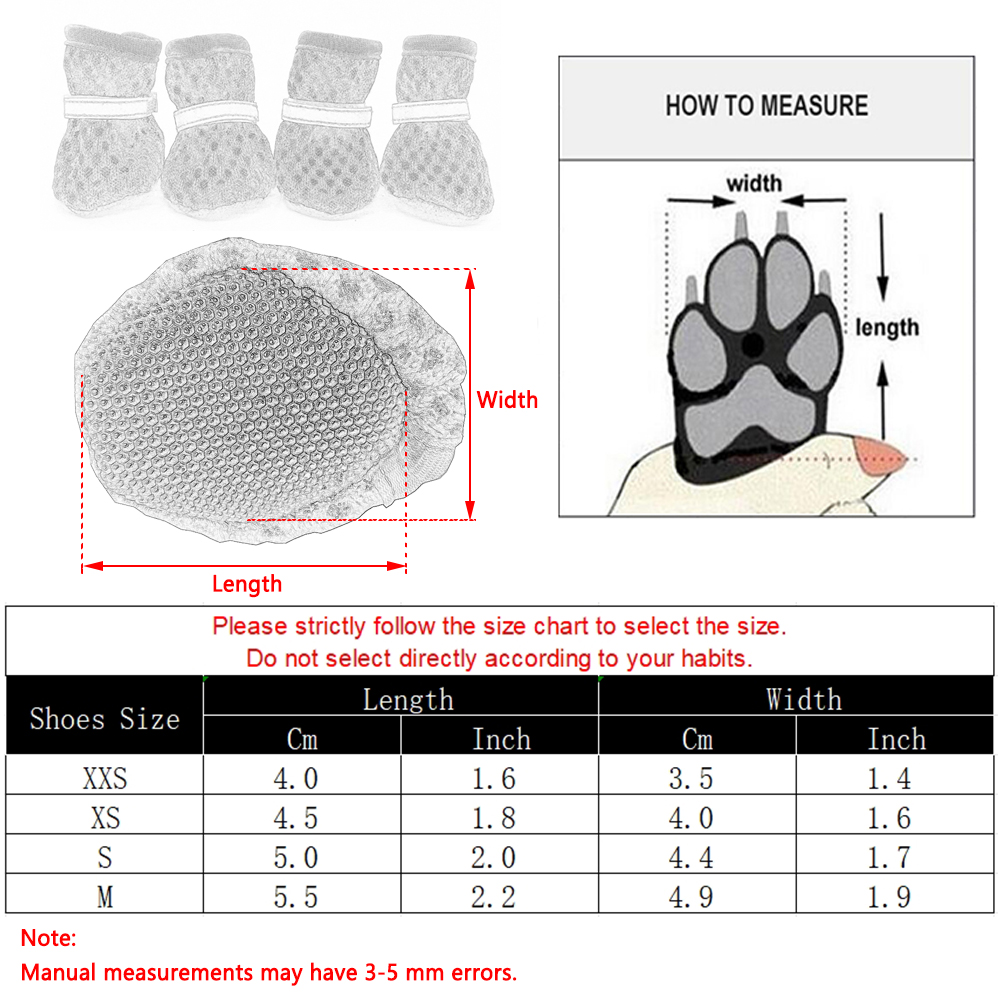 Summer Breathable Dog Shoes For Small Medium Dogs Cats Outdoor Anti-slip Nylon Puppy Boots Reflective Adjustable Pug Pet Shoes