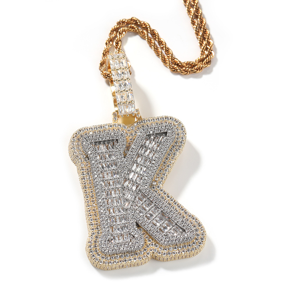 Custom Large A-Z 1 Letter Pendant Necklaces Full TopBling T Zircon Women Men Jewelry