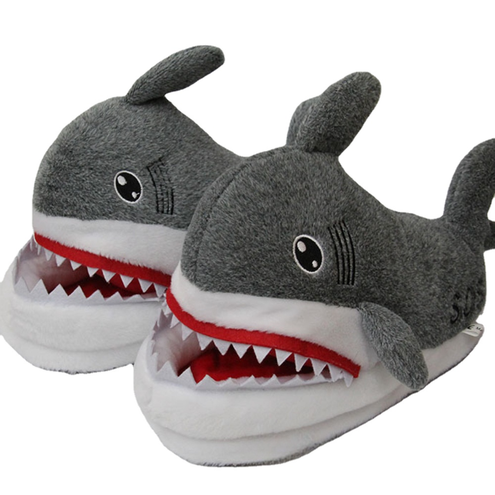 Winter Shark Couple Gift Woman Comfortable Funny Shark Slippers Heel Warm Indoor Home Use Man Bedroom Home Slippers 352