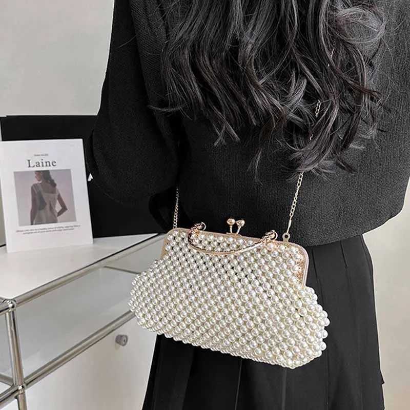 Luxury Pearl Bride Party Evening Clutch Bag Women Wedding Purses and Handbags Shell Small Shoulder Chain White Sac a Main 240903