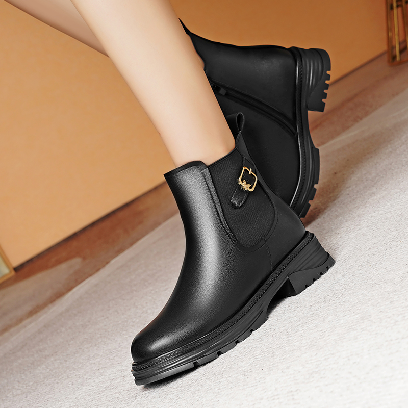 AIYUQI Women Ankle Boots Genuine Leather 2024 New Large Size Winter Boots Women Natural Wool Warm Marton Boots Women