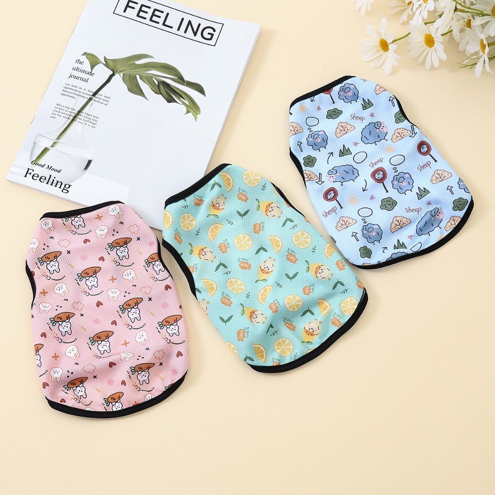 High Quality Cute Pet Dog Clothes Small Medium Dog Breathable Pet Vest Comfortable Cartoon Printed Pattern Dog T-shirt