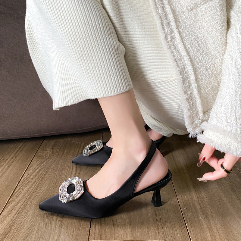 Sexy Summer High Heels Sandals 2024 New Rhie Fashion New Shoes Women Pointed Toe Pumps Female Slides 51b5