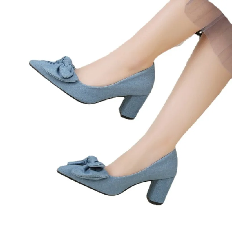 ck Square 2024 Med Heel Platform Women Pumps New Pointed Toe Fashion Ladies Wedding Woman Shoes 35-42 51df