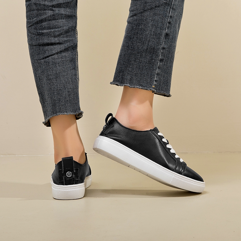 AIYUQI Women's Sneakers Genuine Leather 2024 New Casual Round Toe Flat Sneakers Women Lace-up White Shoes Ladies