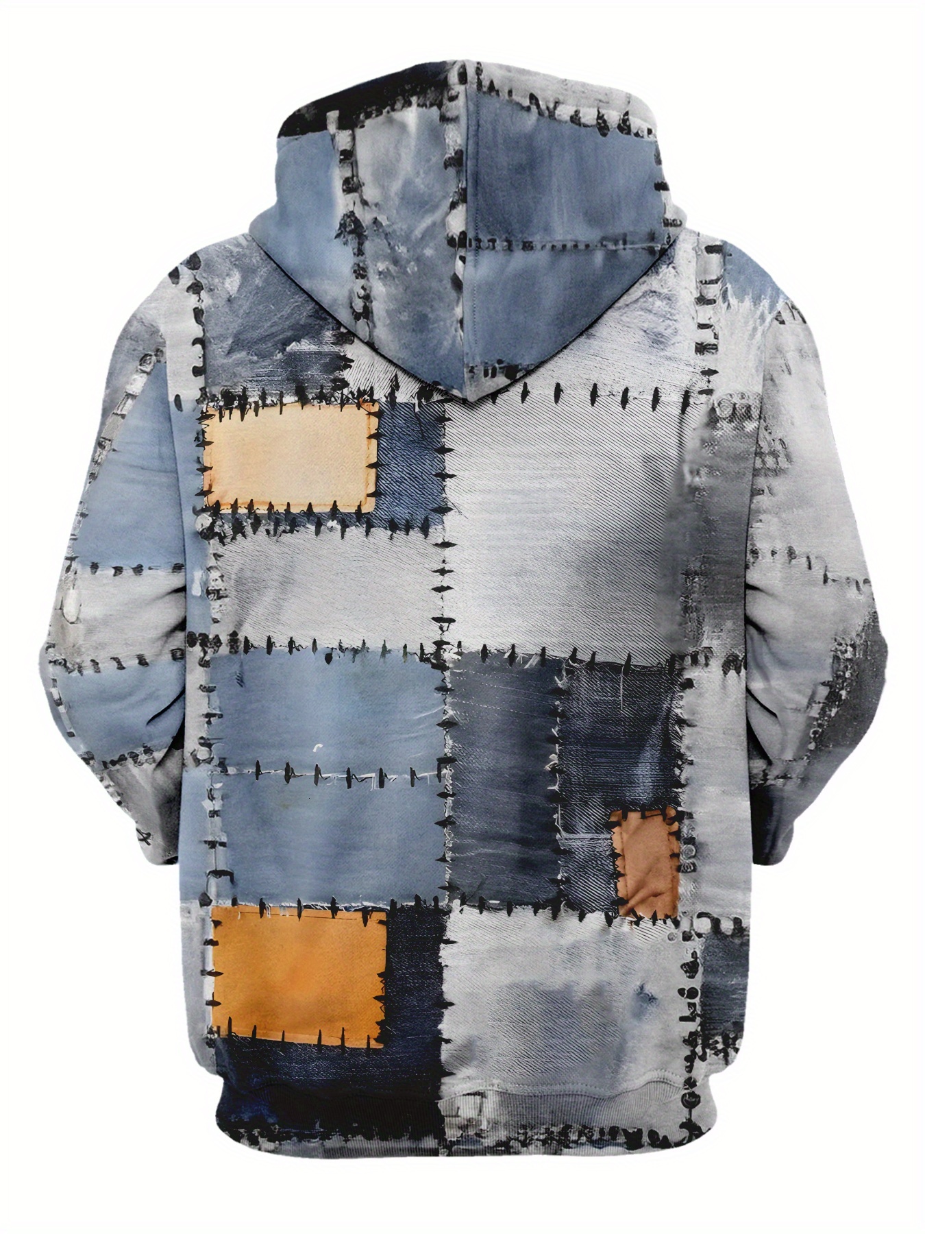 Stylish Men's Graphic Print Hoodie - Fashion Sweatshirts with Kangaroo Pocket, Active Long Sleeve, Hooded, Soft Brushed Fleece, Outdoor Wear, Cas