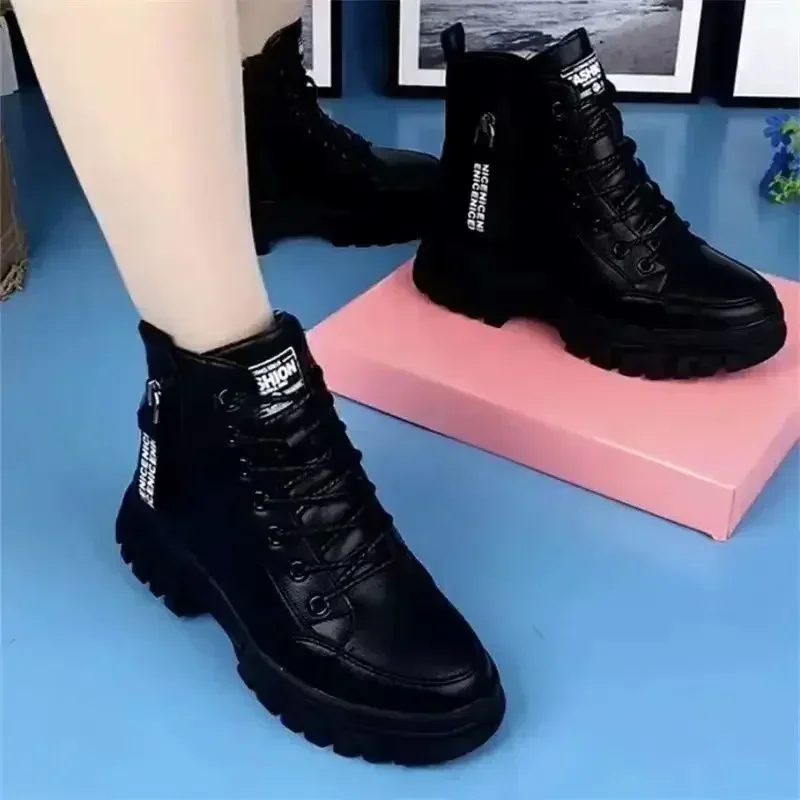 Fashion Casual Shoes Women New 2024 Winter Warm Plus Veet All-Match Black Ankle Boots Thick-Soled Cotton Sneakers atillas