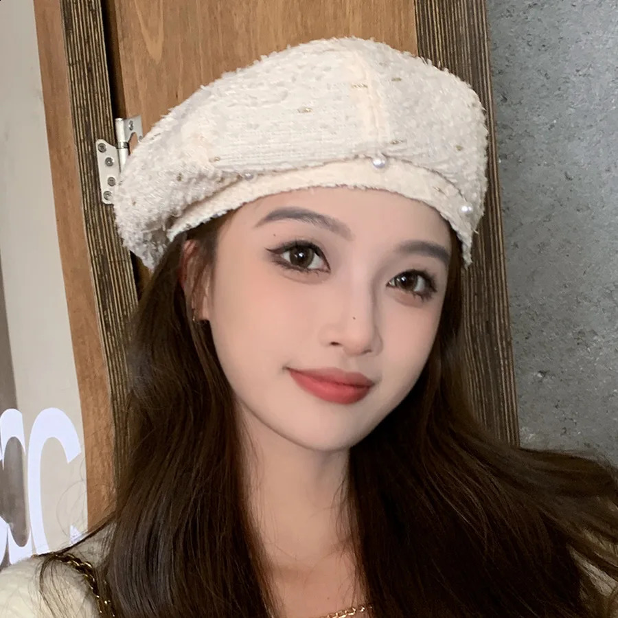 Home>Products> Pearl Thread Beret>Womens Autumn and Winter Beanie Adjustable Foreign Style Retro Painter 240829