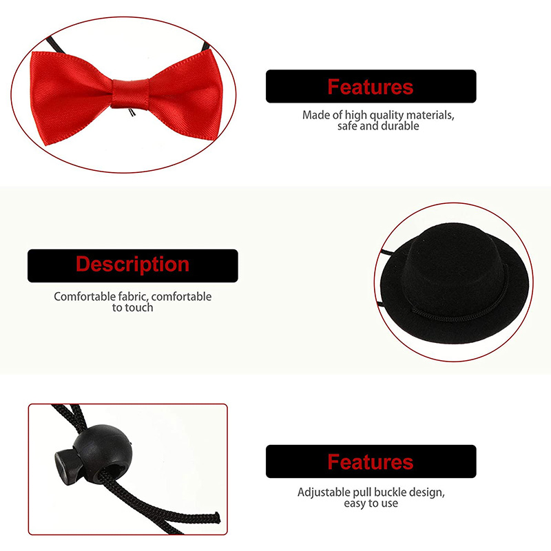 2Pcs/Set Guinea Pig Hat and Bowtie Hamster Costume Outfit Rats Chinchilla Cool Pet Rabbit Cap Hat Small Pet Items Accessories