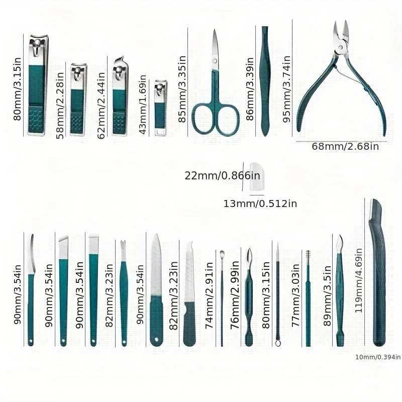 New Stainless Steel Nail Clipper Set Professional Green Grooming Tool Set Home Nail Art SetXJ250116