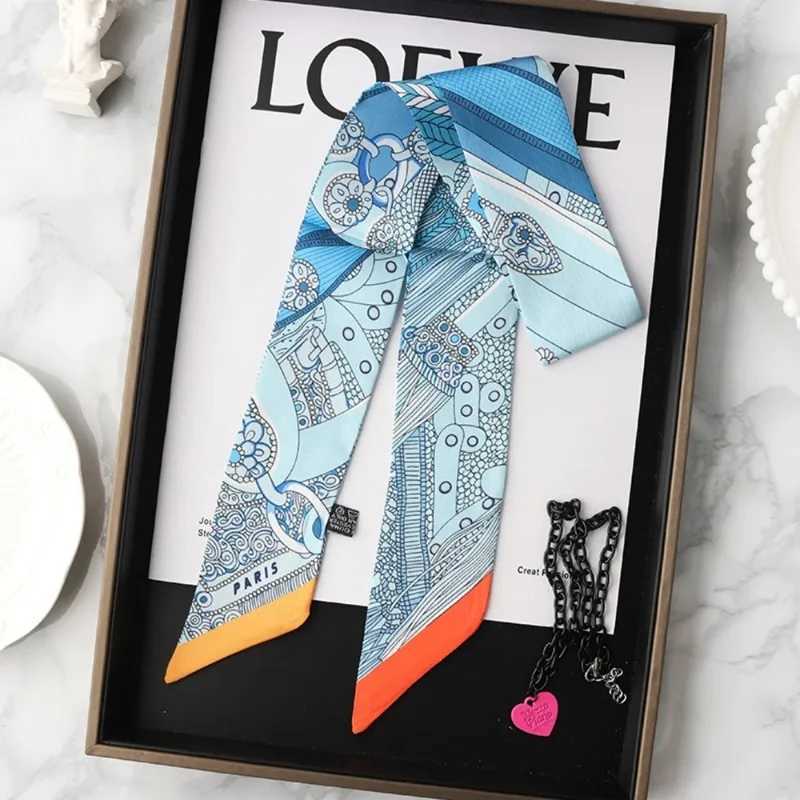 2024 Korean Fashion New Womens Twill Decorative Ribbon Small Scarf Binding Bag Handle Ribbon Hair Band Small Scarf Headband Y240903