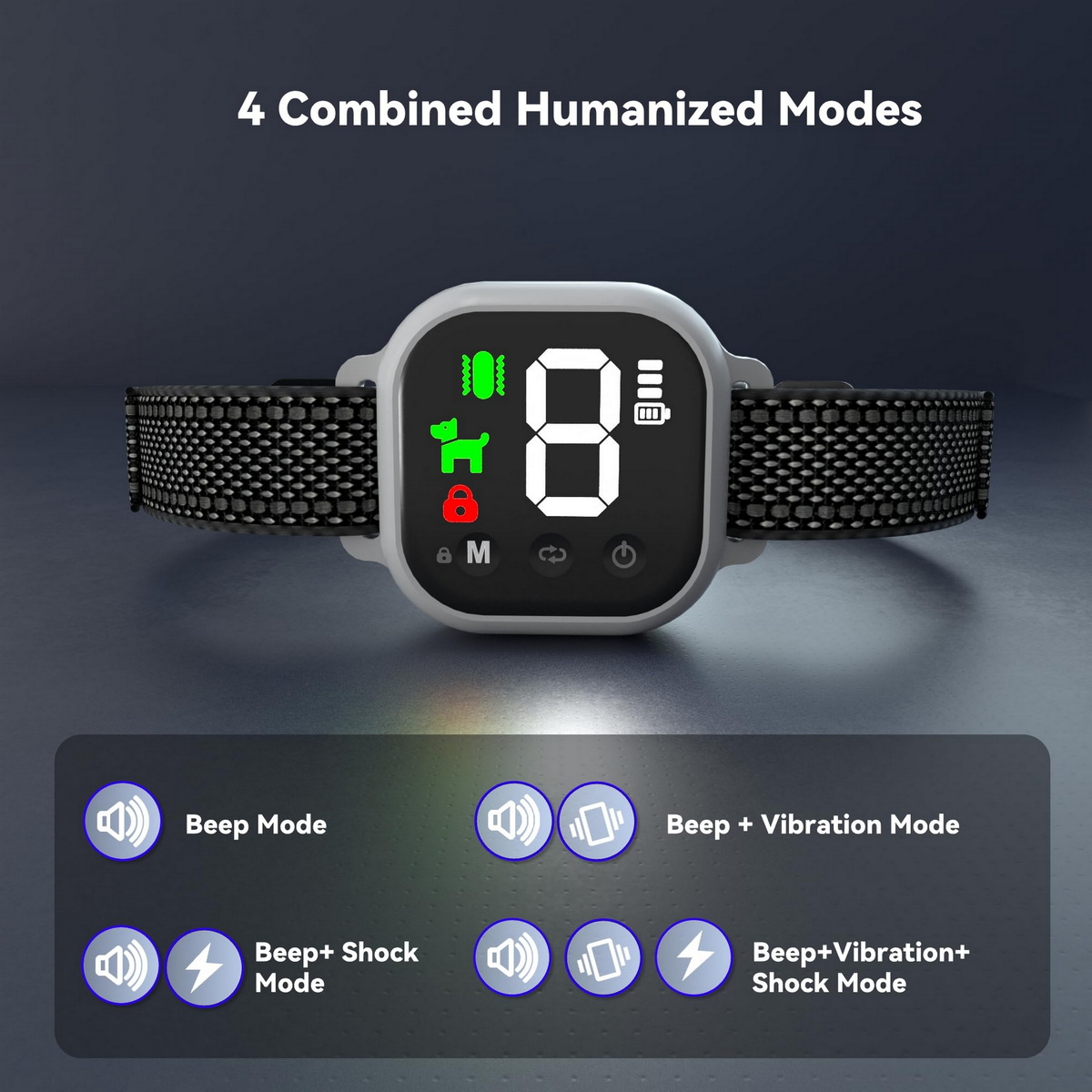 Smart Dog Bark Collar-Rechargeable,Adjustable Sensitivity,Waterproof,Vibration and Beep