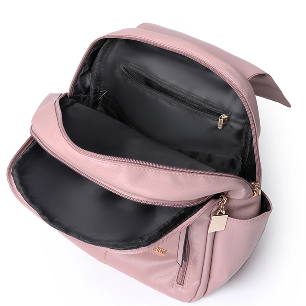 Large Capacity Women Backpack Purses High Quality PU Leather Female Vintage Bag School Bags Travel Bagpack Ladies Bookbag Bolsos 240903