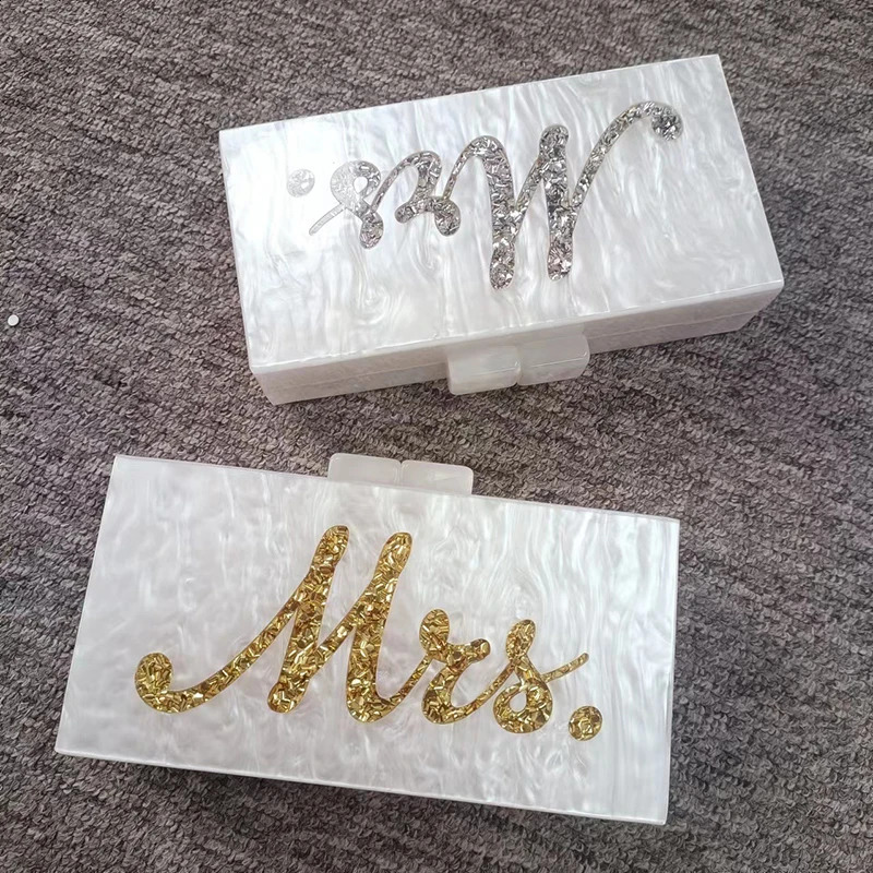 Mirror Bags Party Handbag Shoulder White Acrylic Clutch Evening Personalized Custom Name High Grade Store 240828